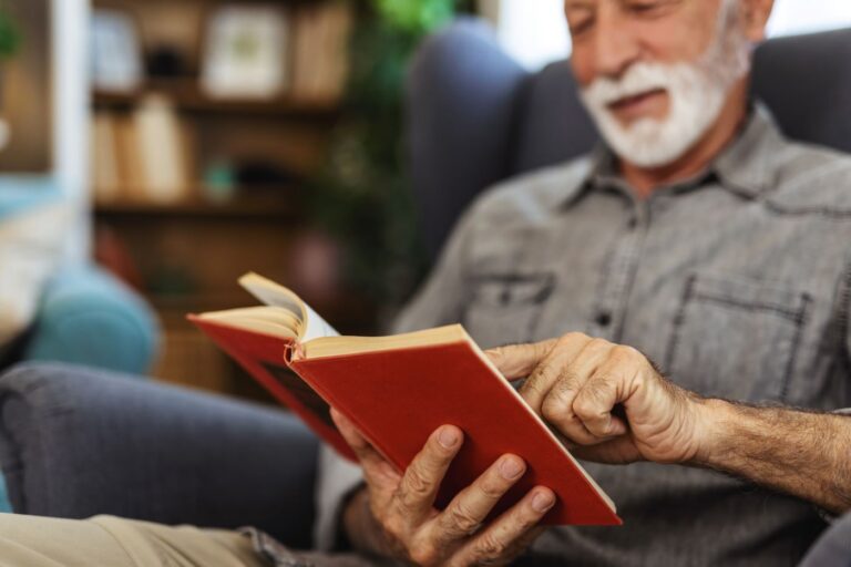 man reading fiction